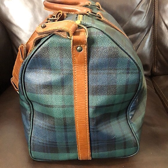 MRALPH LAUREN Black Watch Plaid Duffle Boston Travel Shoulder Bag 48cm - Picture 6 of 17